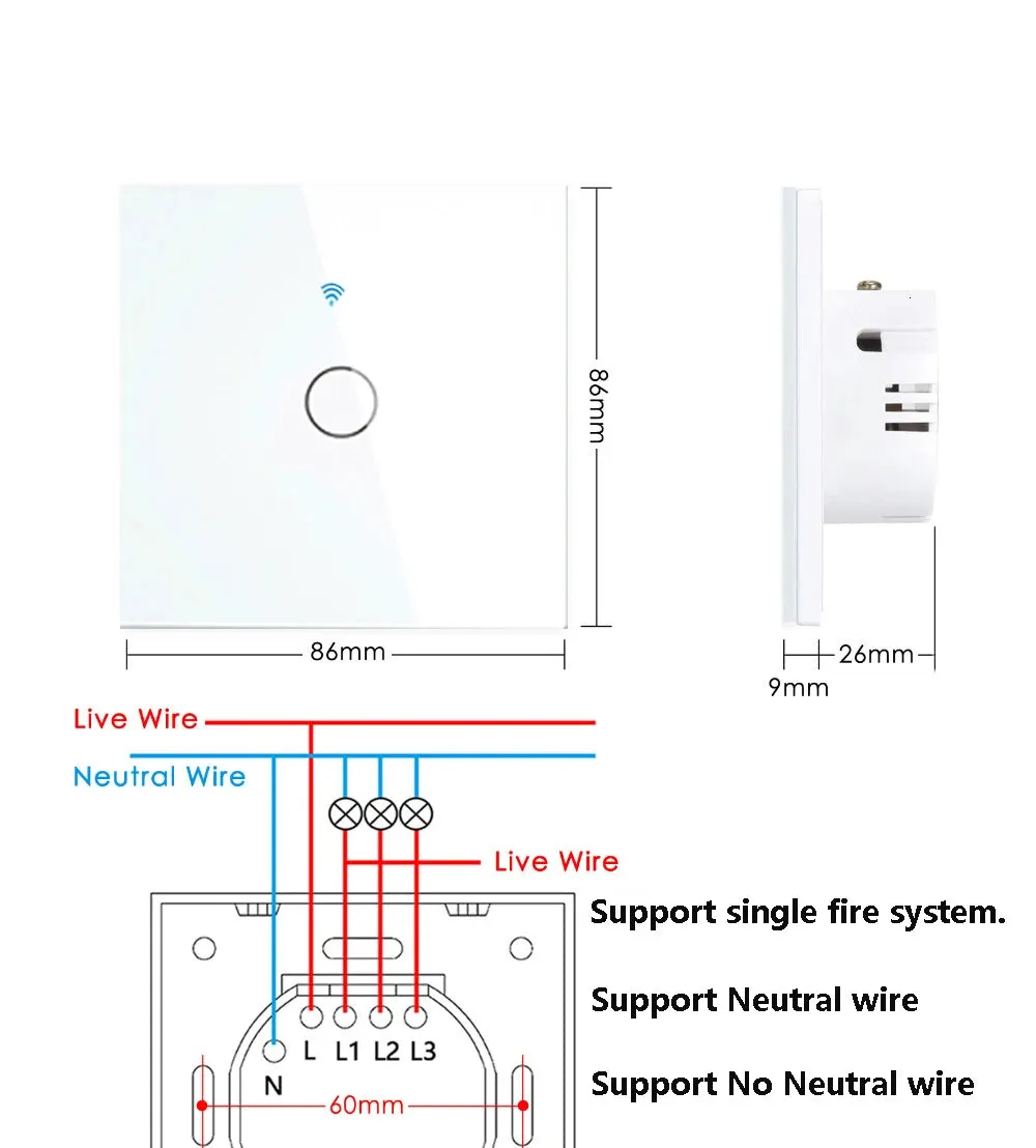 Tuya WiFi Touch Switch Light Wall Smart Switch Universal For EU Smart Home Life Alexa Google Home 433RF Remote 1/2/3Gang