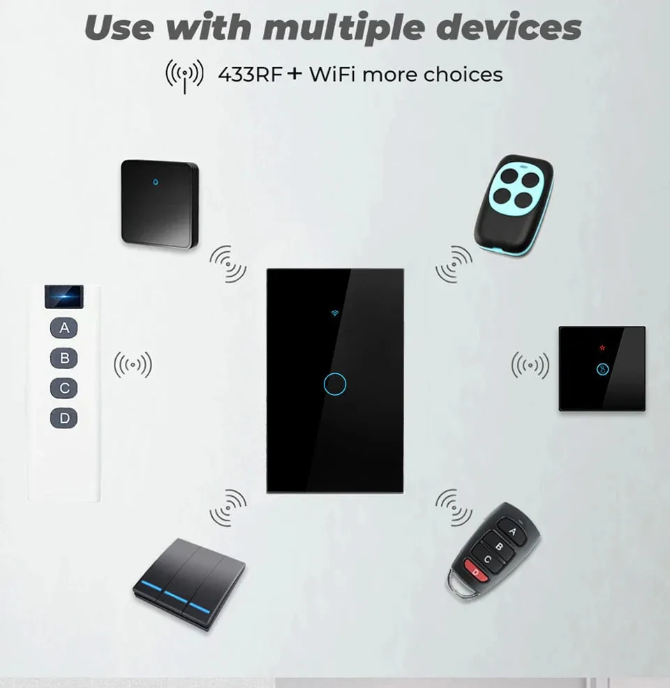 Tuya WiFi Touch Switch Light Wall Smart Switch Universal For EU Smart Home Life Alexa Google Home 433RF Remote 1/2/3Gang