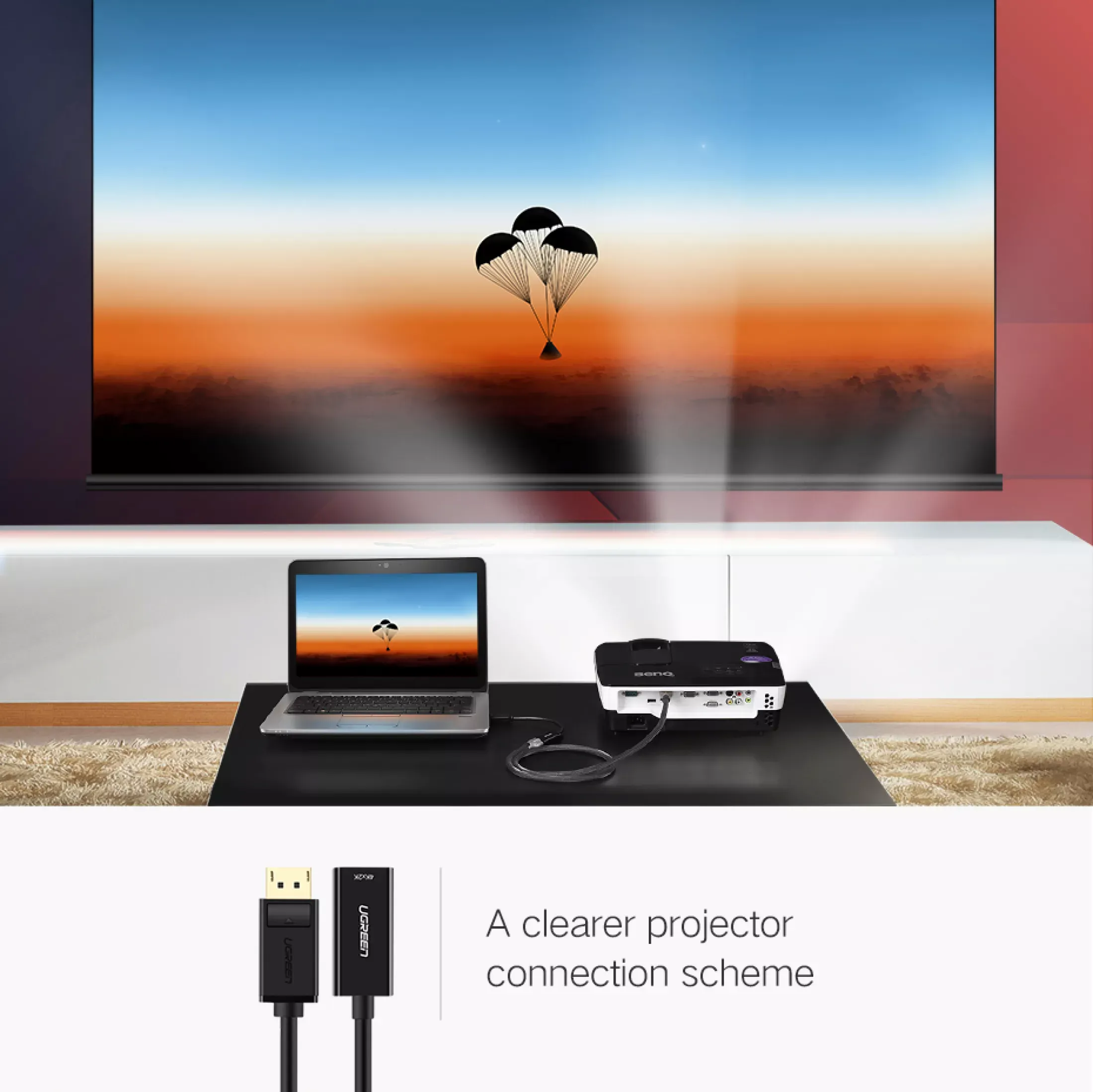 UGREEN 25CM 4K 2K 1080P DisplayPort  DP Male to HDMI Female Cable Conve rters Adapter Display Port to HDMI  Converter Adapters