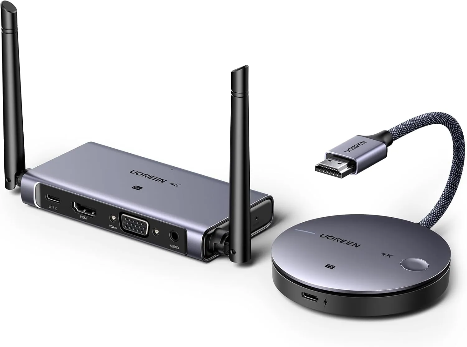 UGREEN 4K@30Hz Wireless HDMI Transmitter and Receiver, One Click to Connection, 165FT/50M Range, 2.4G/5G Wireless HDMI Extender Kit