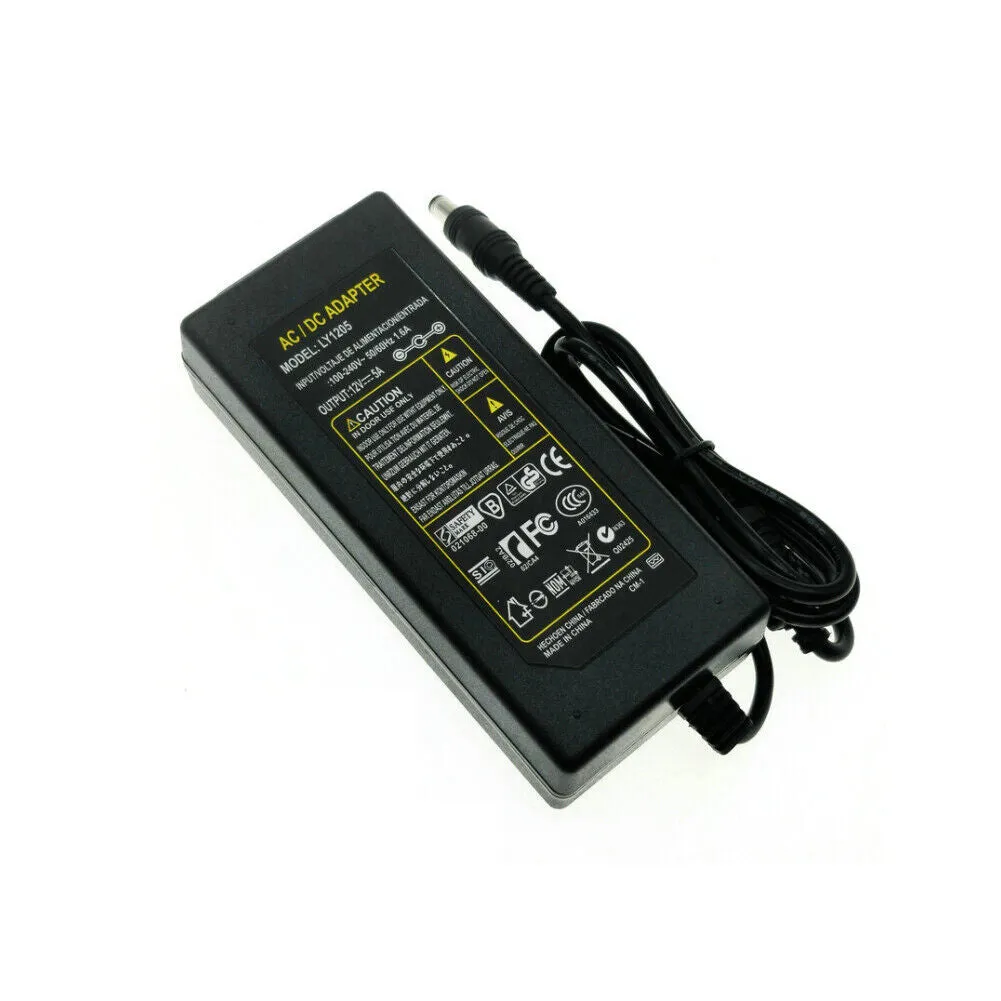 US 12V 5A 60W AC DC Power Supply Adapter Transformer 5050 3528 LED Strip CCTV