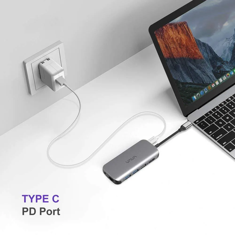 VAVA USB C Hub 9-in-1 Adapter with PD Power Delivery 4K HDMI Gigabit Ethernet